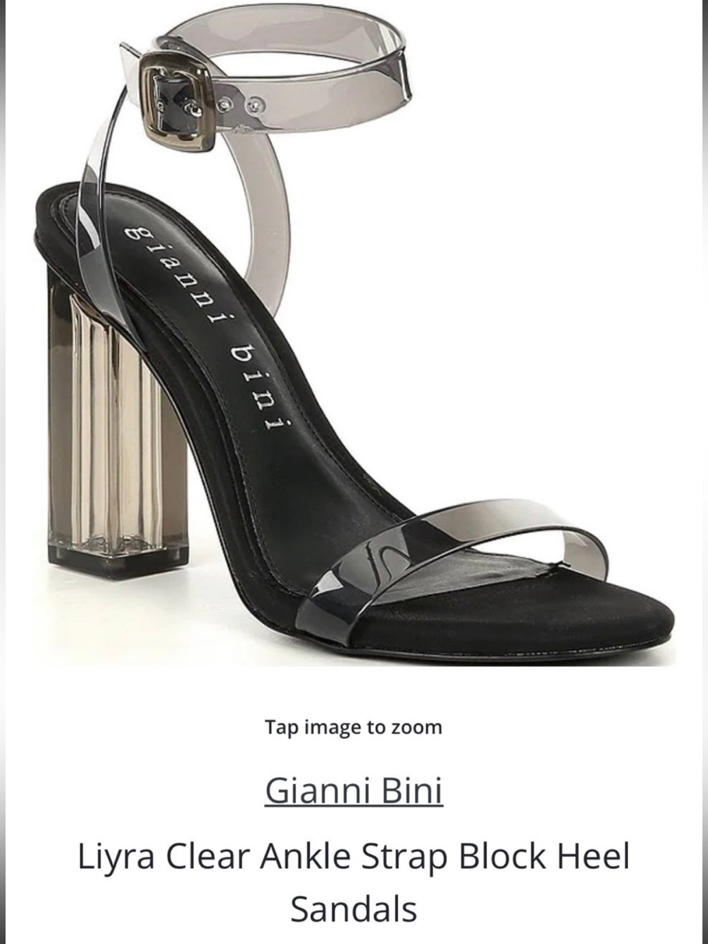 Gianni Bini Liyra Clear Ankle Strap Block Heel Sandals